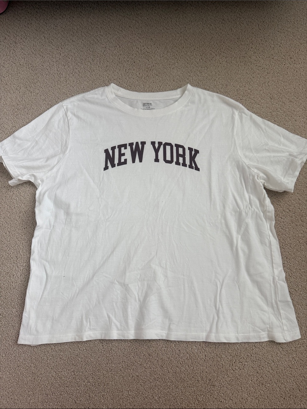 Cotton On white and maroon New York tee